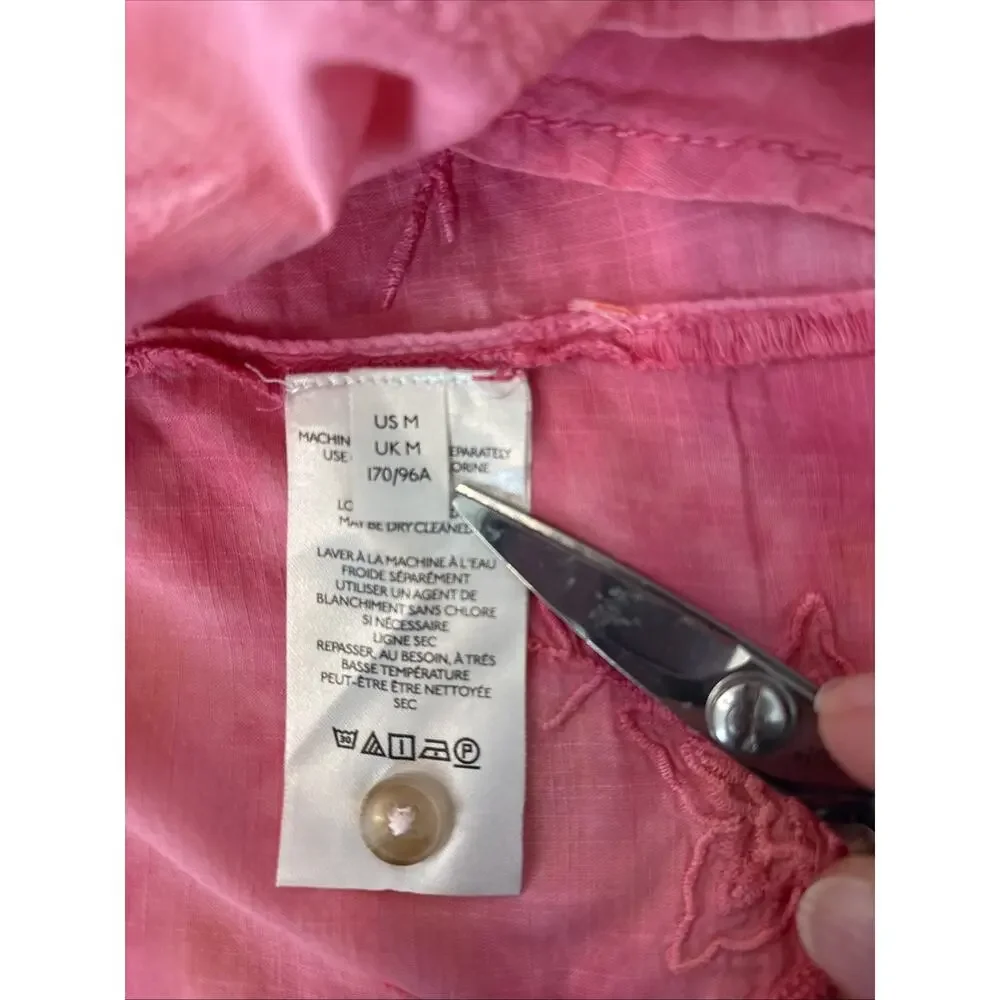 Anthropologie Pilcro Embroidered Tonal Pink Tie Dye Button Up S Boho Cottagecore - Picture 10 of 16